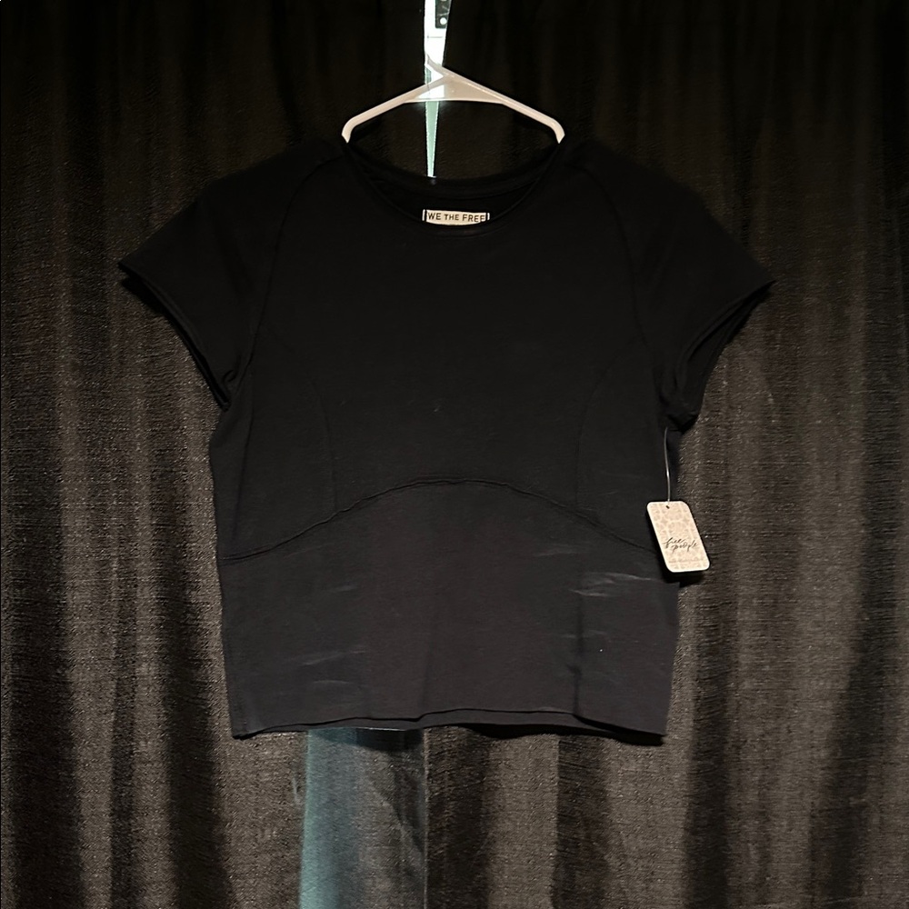 Free People Black Short Sleeve Tee